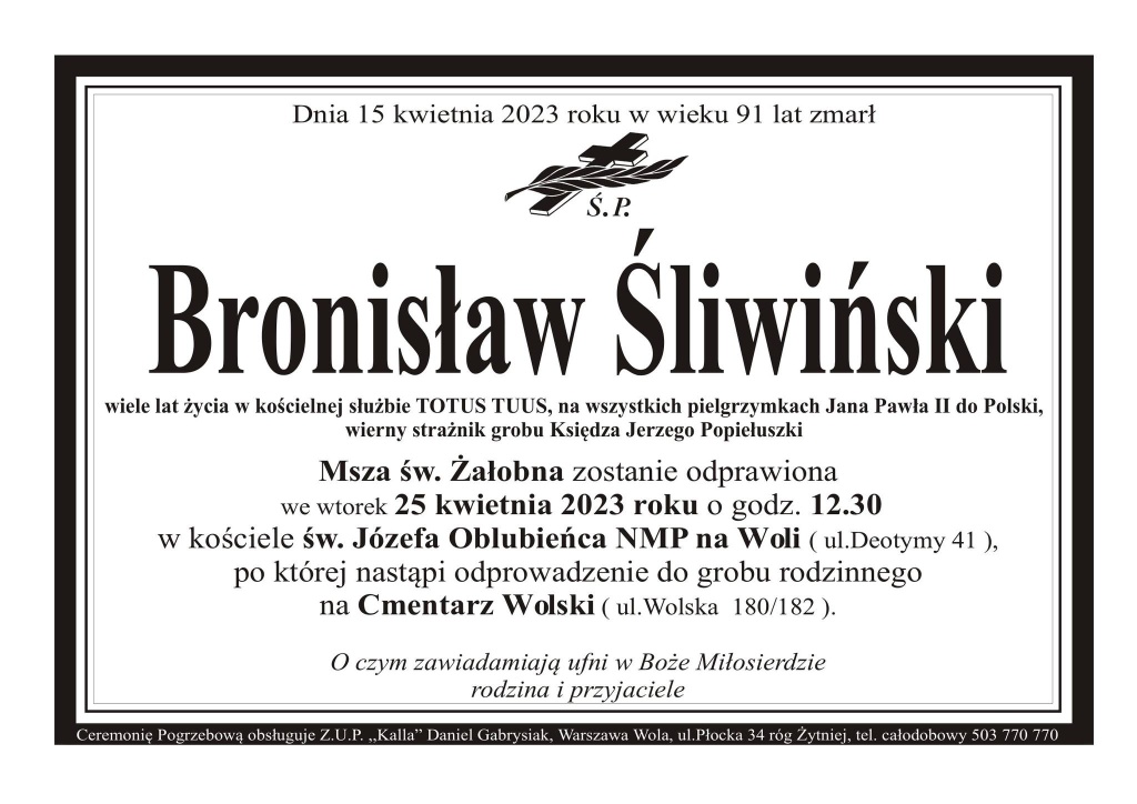 Ś.P. Bronisław Śliwiński